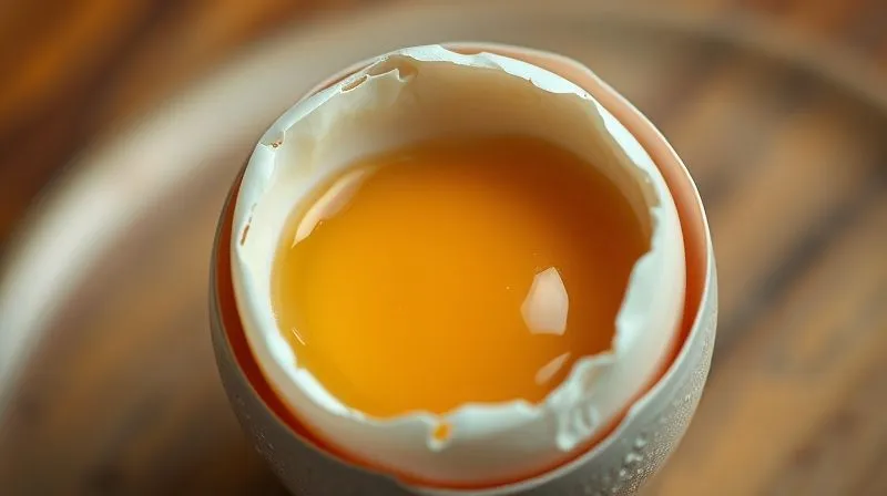 A close-up, photorealistic image of a cracked soft-boiled egg in an egg cup, with the yolk slightly overcooked and not runny, conveying a sense of disappointment. Professional photography, 8K, cinematic lighting, sharp focus, depth of field, 8K, shot on a high-end DSLR.