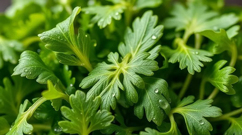 A close-up, photorealistic image of fresh, vibrant arugula leaves with water droplets, ready to be prepared, professional photography, 8K, cinematic lighting, sharp focus, depth of field, shot on a high-end DSLR.