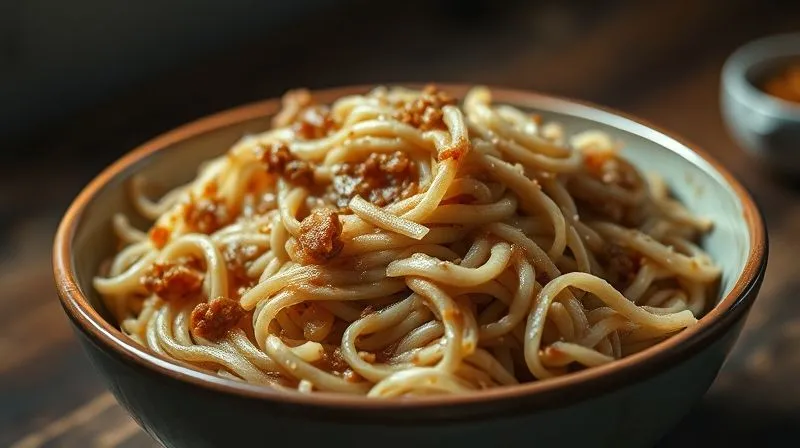 A photorealistic, professional photography shot of a bowl of overcooked, soggy, and clumpy rice noodles, appearing unappetizing and heavy. The lighting is slightly dim to convey a sense of disappointment. 8K, cinematic lighting, sharp focus on the noodles, depth of field blurring the background, shot on a high-end DSLR.