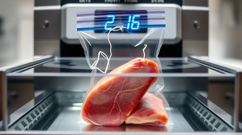 photorealistic, professional photography, 8K, cinematic lighting, sharp focus, depth of field, shot on a high-end DSLR. A modern sous vide machine with a clear water bath, showing a vacuum-sealed bag containing a lean pork loin. The water is gently circulating, and a digital display shows a precise temperature. The kitchen background is clean and minimalist, highlighting the high-tech cooking process.