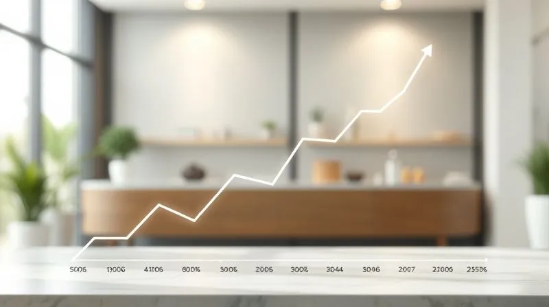 A photorealistic, elegant line graph showing an upward trend of sales and profitability for a healthy beverage, with subtle indicators of market analysis and customer feedback loops, set against a modern, clean background, cinematic lighting, sharp focus on the rising line, 8K hyper-detailed.