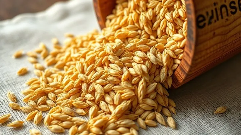 A close-up, photorealistic, professional photography, 8K, cinematic lighting, sharp focus, depth of field, shot on a high-end DSLR, image of golden millet grains spilling gently from a rustic wooden bowl onto a linen tablecloth, with a soft, warm glow. The image should convey wholesome nutrition and natural goodness. No text or logos.