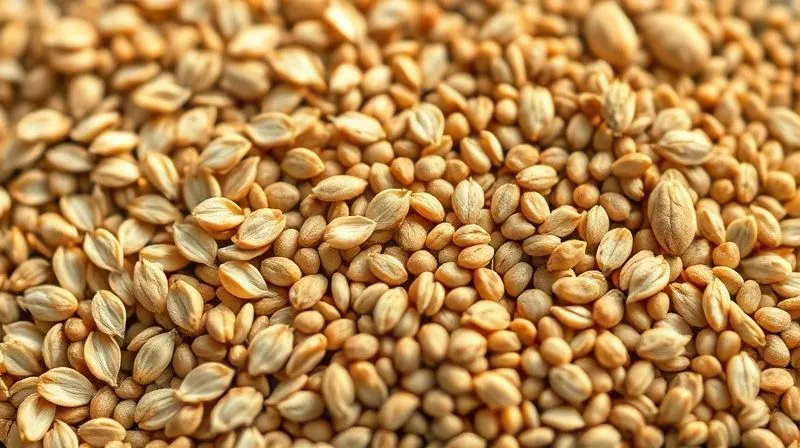 Photorealistic close-up of oats, chia seeds, and flax seeds, arranged artistically, with soft natural light highlighting their textures. 8K, cinematic lighting.