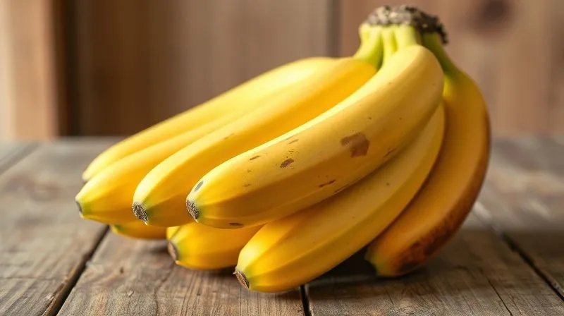 Photorealistic image of a bunch of bananas with varying degrees of ripeness, from green to yellow with brown spots, to fully brown, arranged on a rustic wooden table with soft, natural light, emphasizing the difference in their appearance. 8K, cinematic lighting, sharp focus, depth of field, professional photography.