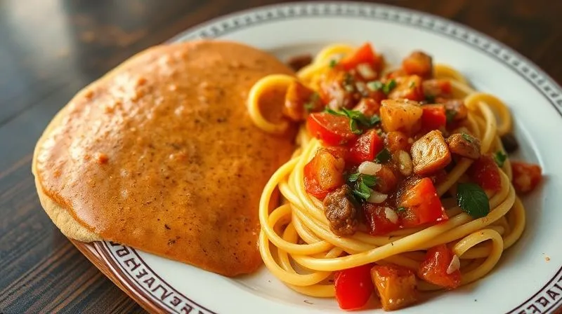 Photorealistic image of two plates of kasza. One plate has a disproportionately large, heavy, and pale sauce covering it, resembling a caloric overload. The second plate has a perfectly balanced portion of kasza with a vibrant, colorful sauce, rich in visible vegetables and herbs, beautifully drizzled. Cinematic lighting, 8K, sharp focus on the contrast, depth of field.