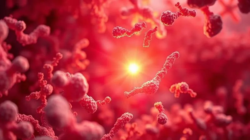 Photorealistic, conceptual image showing a healthy human gut microbiome represented by vibrant, diverse microbial life forms, with a glowing central point symbolizing kefir's beneficial effect, 8K, cinematic lighting, sharp focus, DSLR.