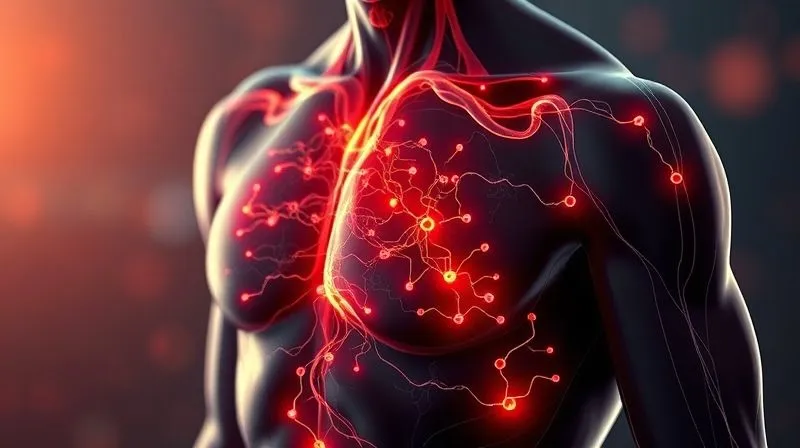 Photorealistic image of a human body's metabolic pathways subtly glowing, with protein molecules highlighted, illustrating energy expenditure and muscle protection, professional photography, 8K, cinematic lighting, sharp focus, depth of field, shot on a high-end DSLR.