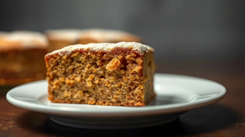 Photorealistic, professional photography, 8K, cinematic lighting, sharp focus, depth of field, shot on a high-end DSLR. A visually unappealing, dry, crumbly slice of gluten-free carrot cake, clearly showing a lack of moisture and cohesion, resting on a plate. The background is slightly blurred, emphasizing the failure of the cake. The lighting is dim and casts harsh shadows, evoking a sense of disappointment.